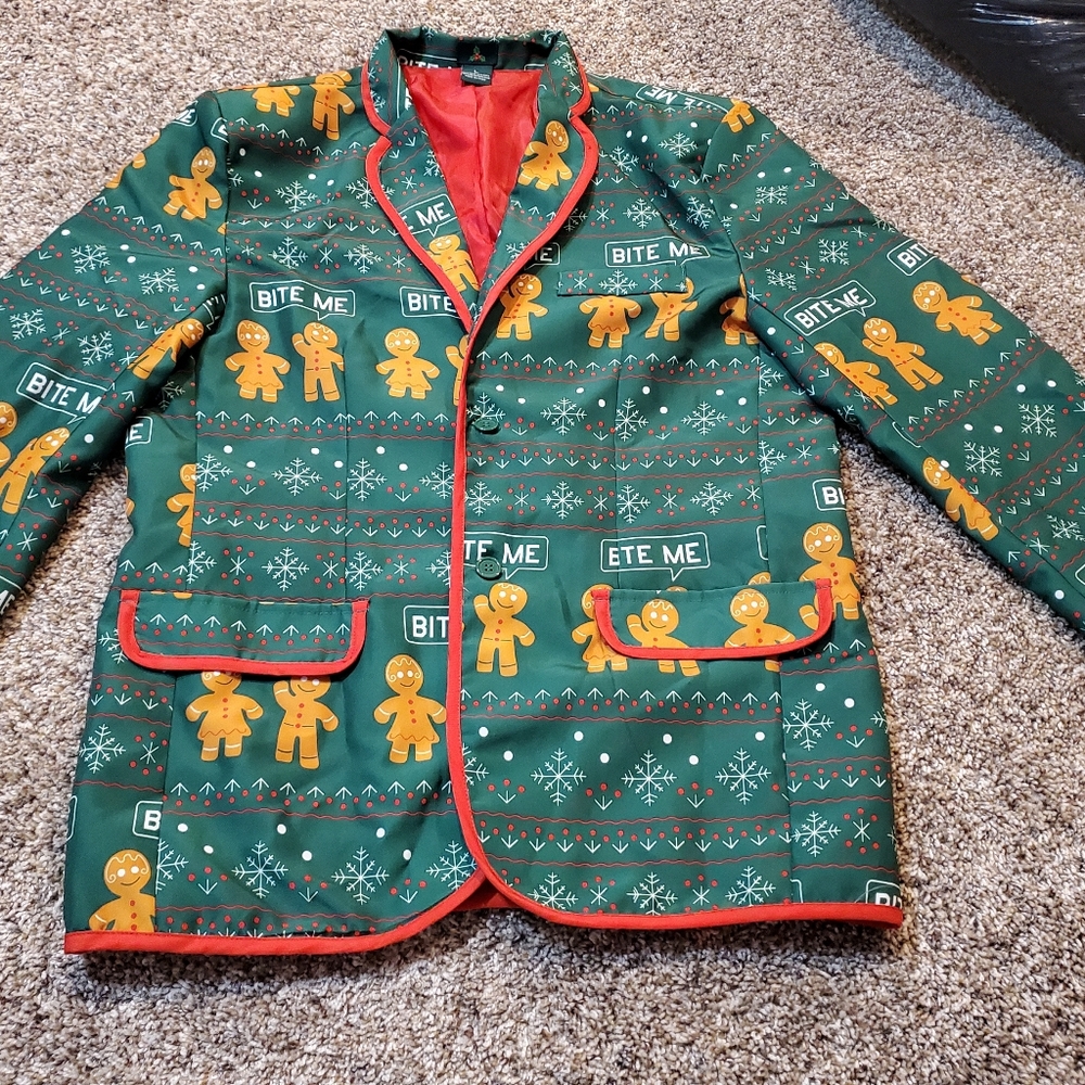 New Ugly Christmas Vest Bite Me Gingerbread Man